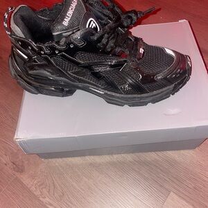 Balenciaga Glossy Black Athletic Shoes